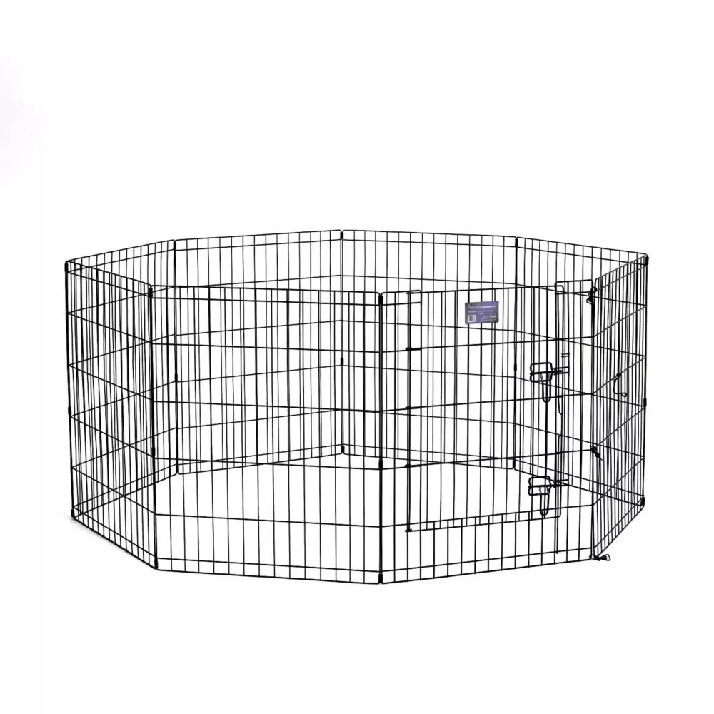 30" MidWest Black Exercise Pen with Door