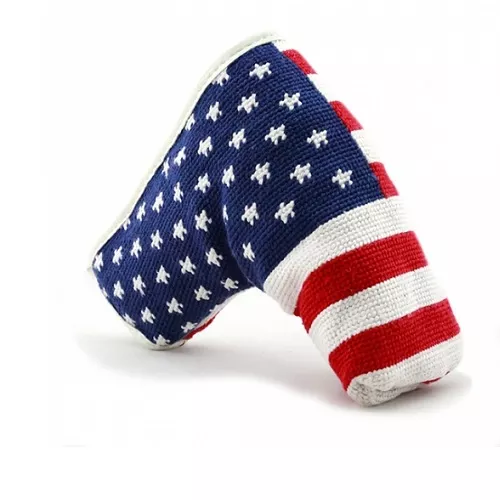 Big American Flag Needlepoint Putter Headcover