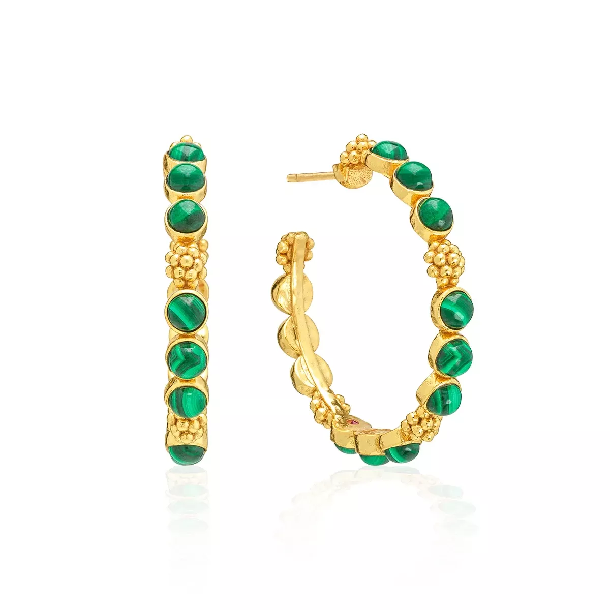 Capucine De Wulf Berry Gem Medium Hoop Earrings – Malachite
