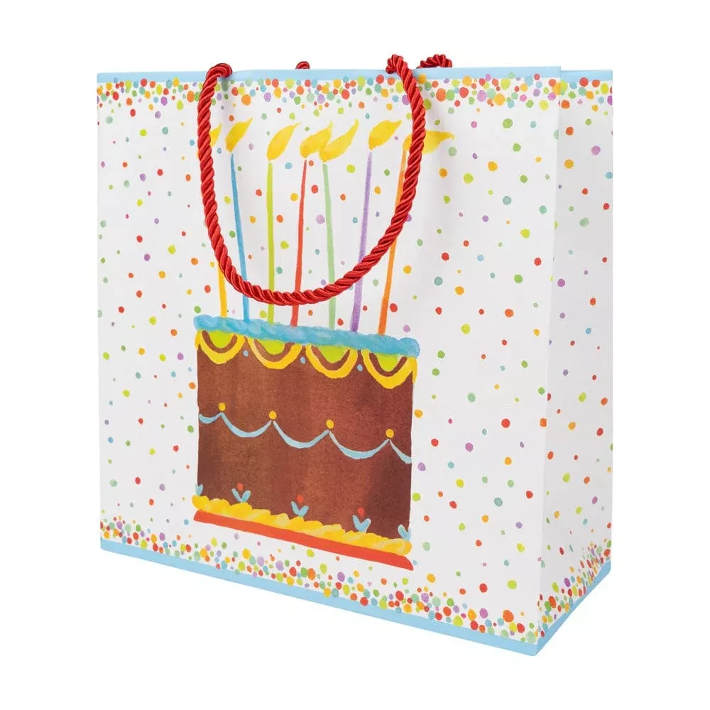 Caspari Birthday Cake Medium Square Gift Bag