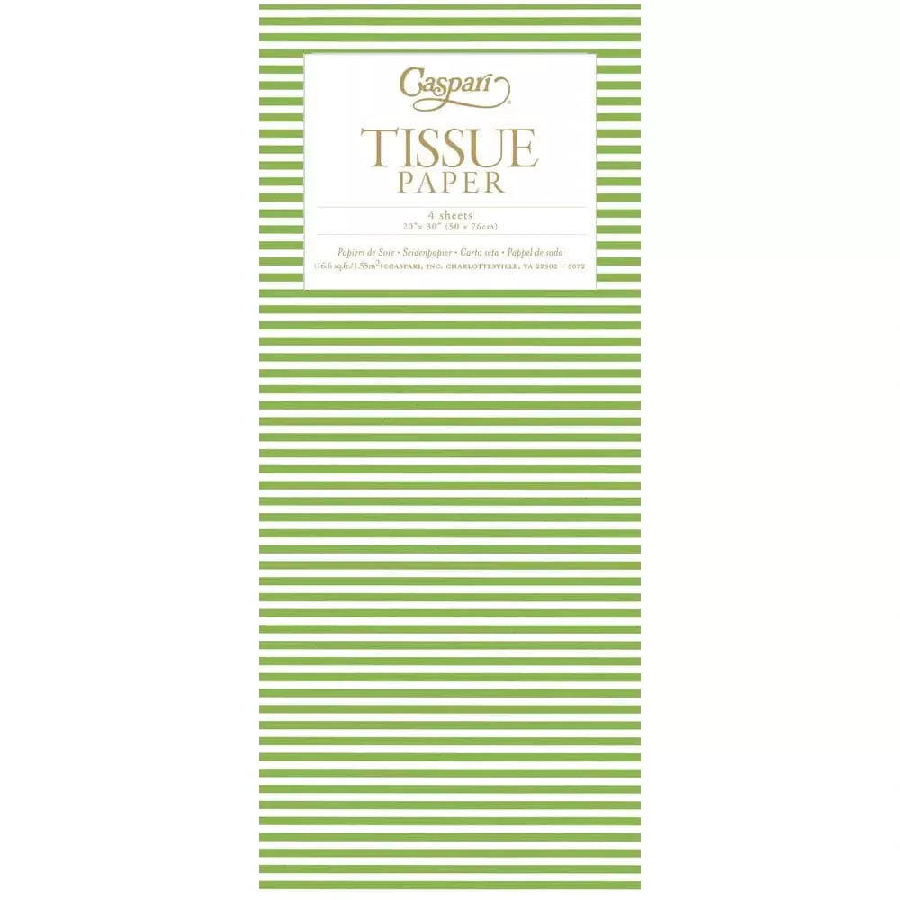 Caspari Mini Stripe Green Tissue Pack