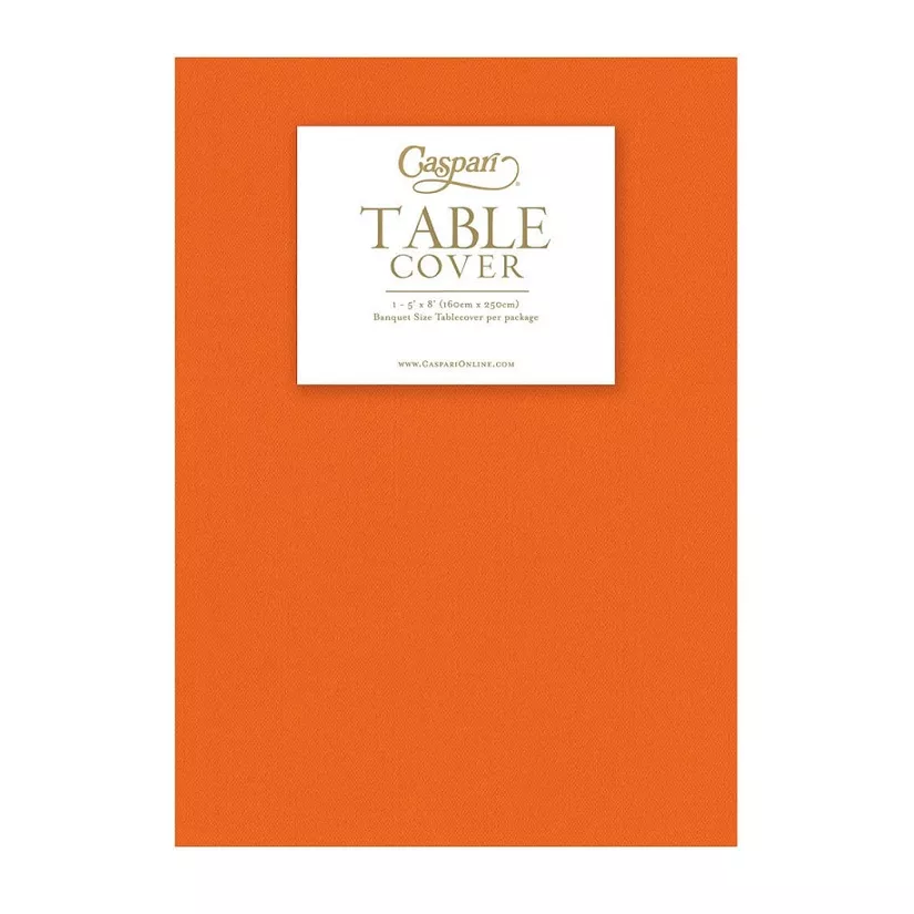 Caspari Paper Linen Solid Table Cover in Tangerine