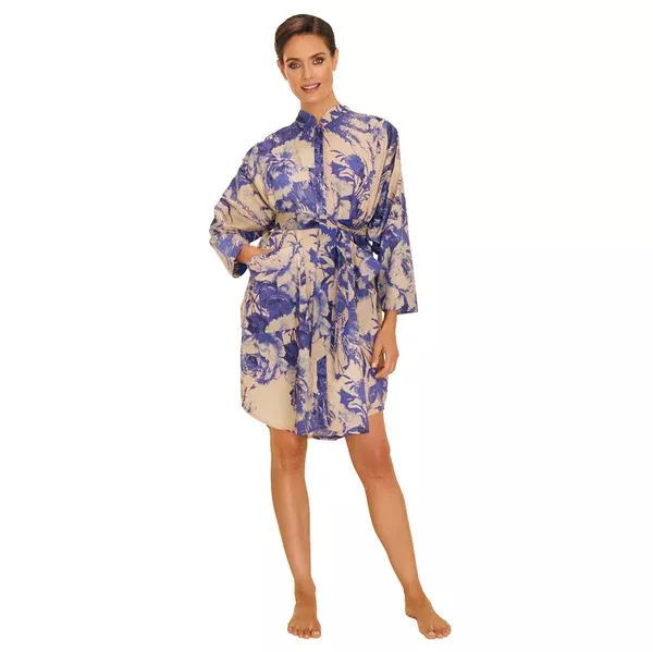 China Blue Blooms Oversized Shirt Dress