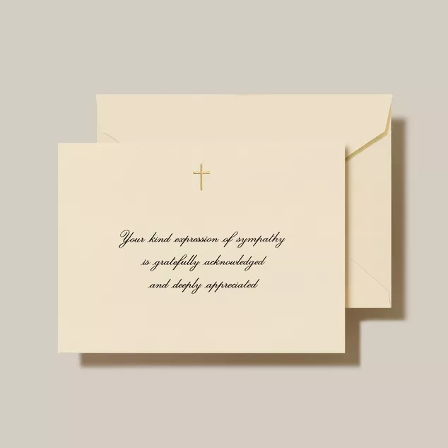 Ecru Sympathy Note with Gold Cross