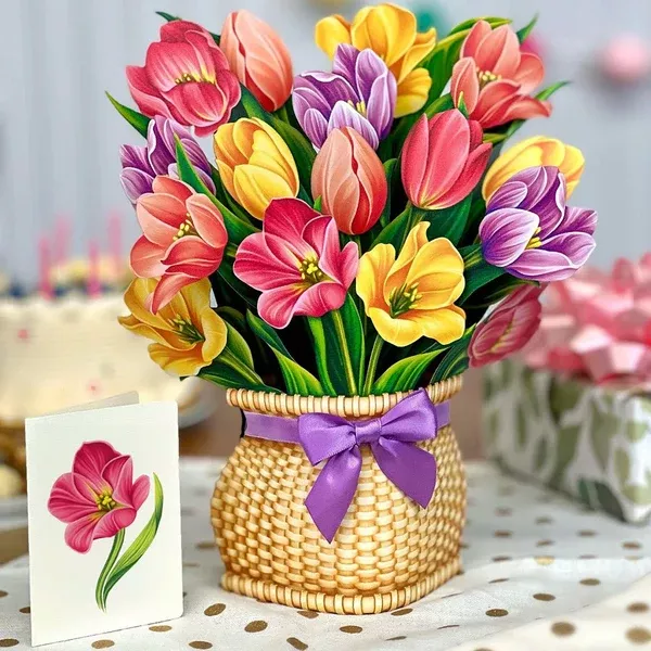 Festive Tulips Paper Bouquet and Card
