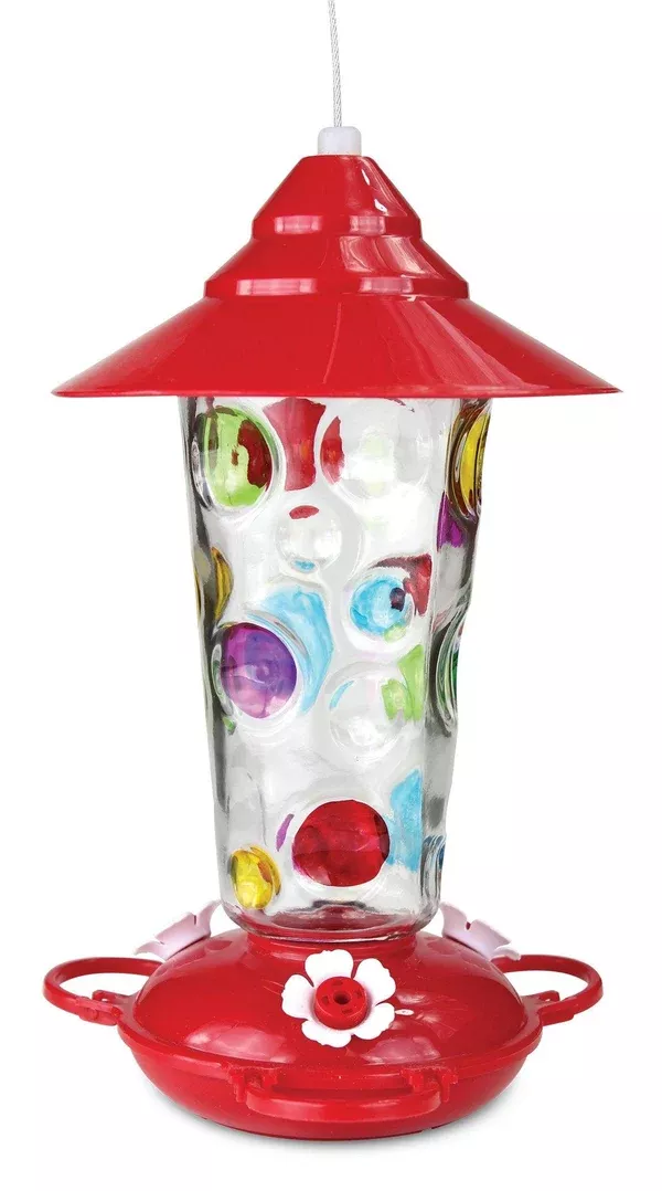 Glass Hummingbird Feeder with Dots