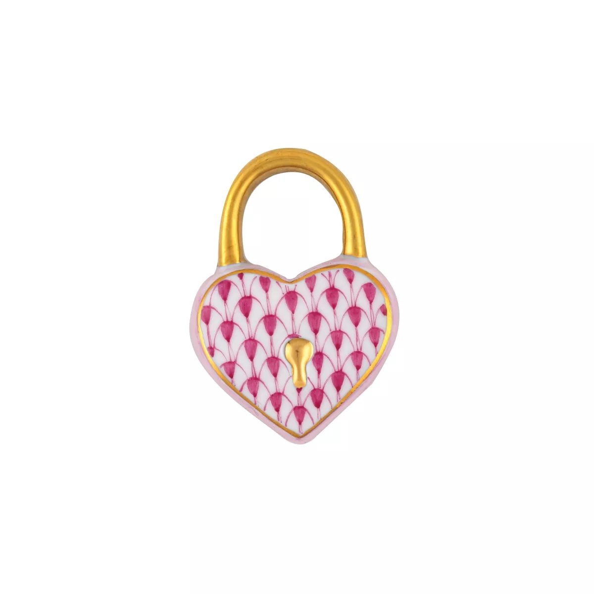 Herend Heart Lock Figurine – Raspberry