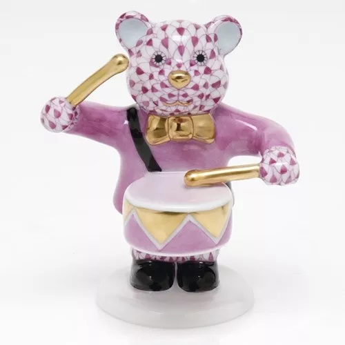 Herend Little Drummer Bear – Raspberry