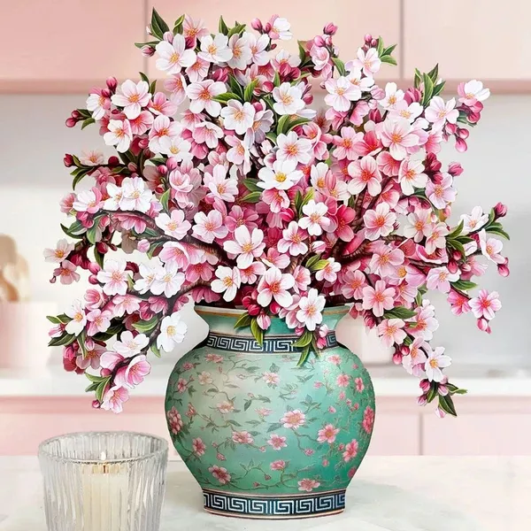 Japanese Cherry Blossoms Paper Bouquet and Card