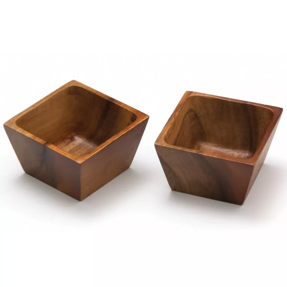 Lipper Acacia Square Pinch Bowls, Set of 2