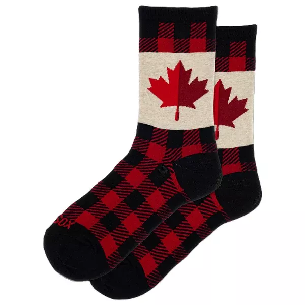 Maple Leaf Black Crew Socks