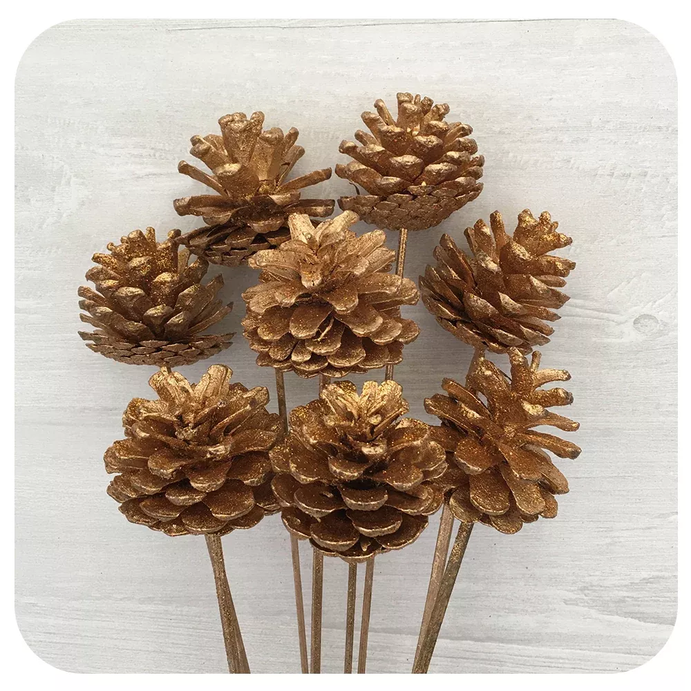 Pinecones - Gold Glitter
