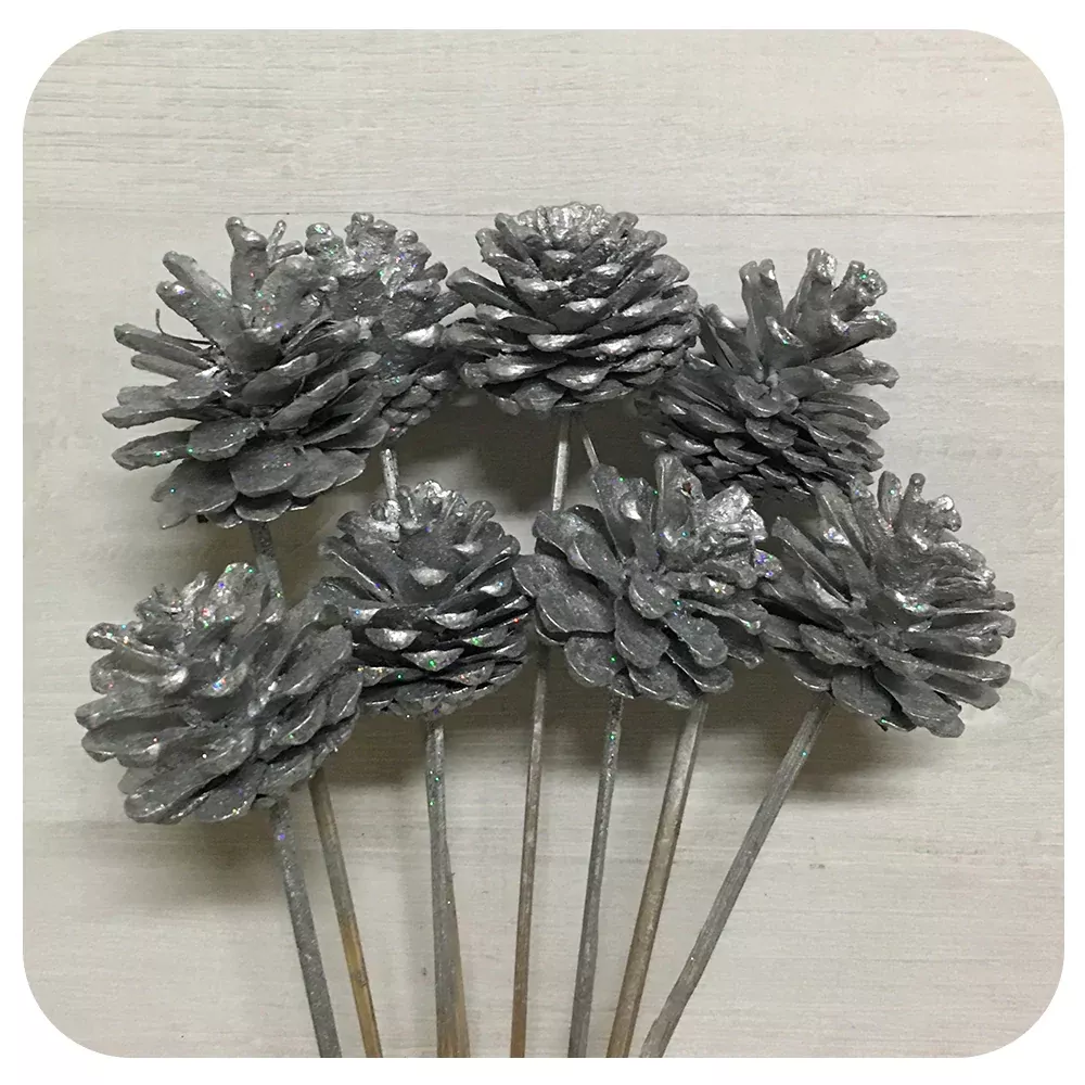 Pinecones - Silver Sparkle