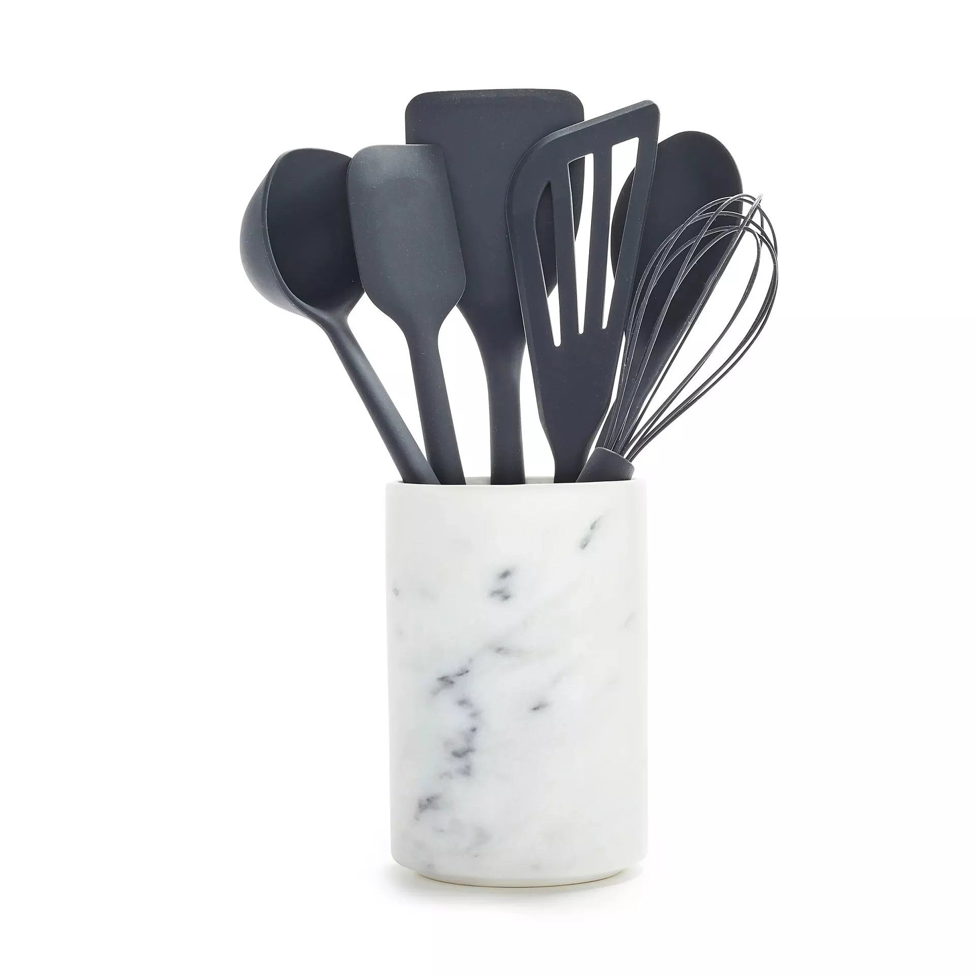 Platinum Silicone 7-Piece Utensil and Crock Set – Gray
