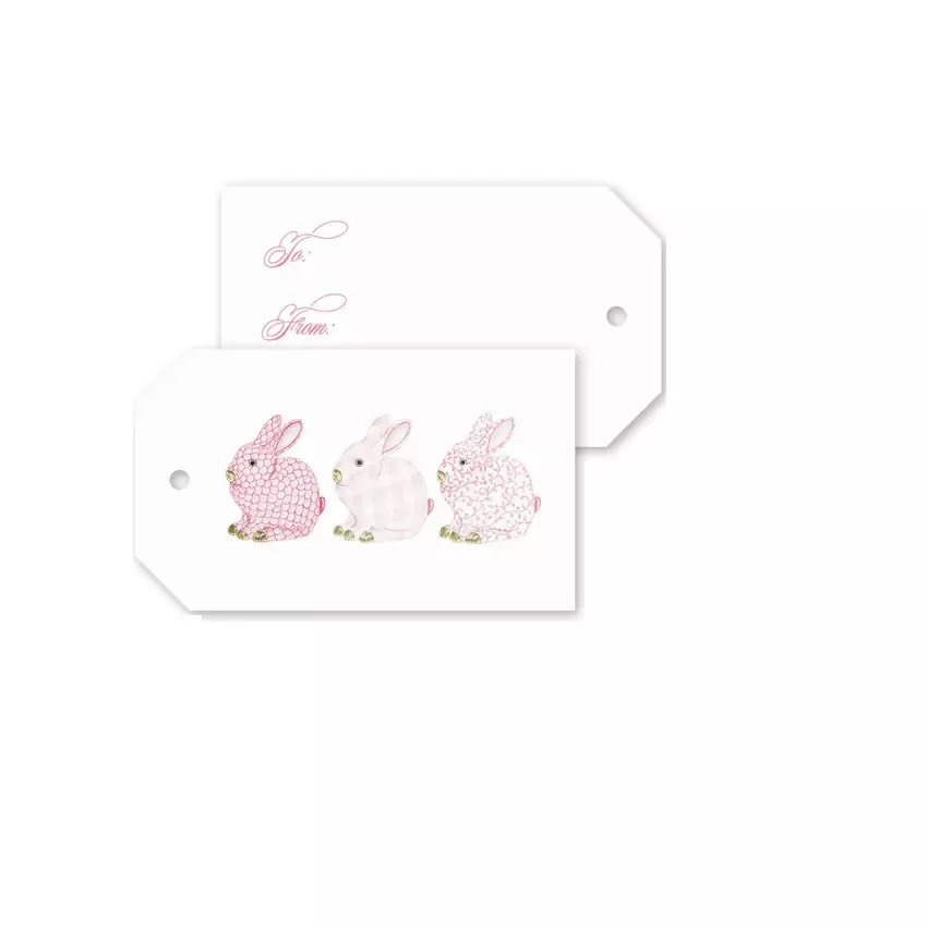 Porcelain Bunnies Pink Gift Tags