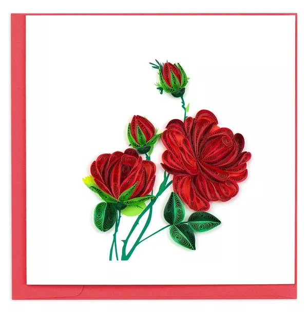 Red Roses Quilling Card