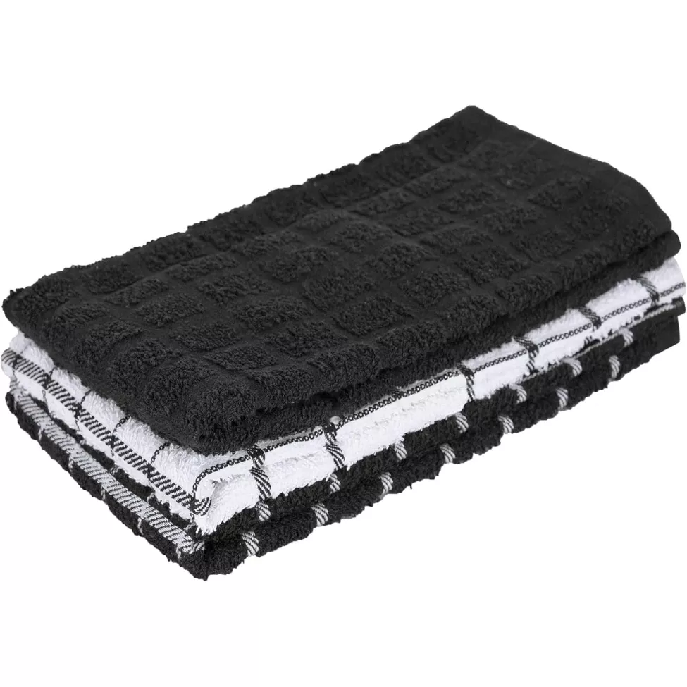 Ritz 3-pk Terry Kitchen Towels – Black