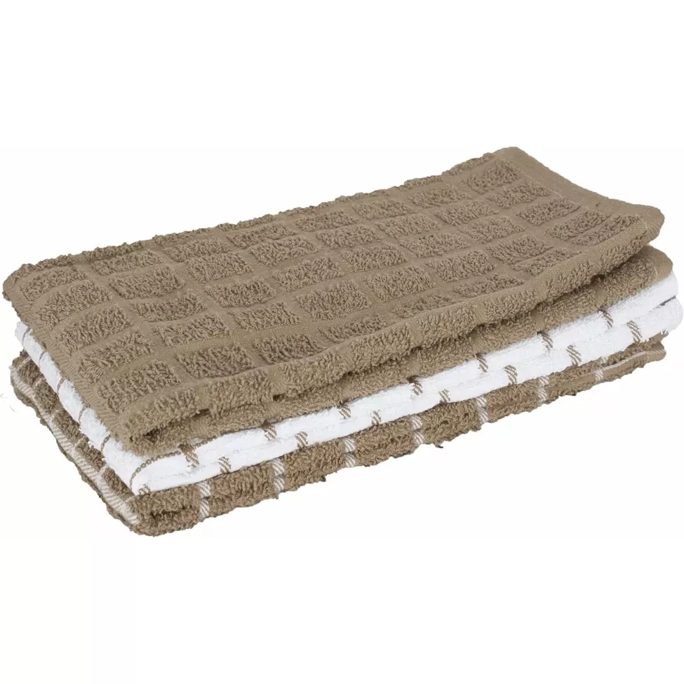 Ritz 3-pk Terry Kitchen Towels – Mocha Brown
