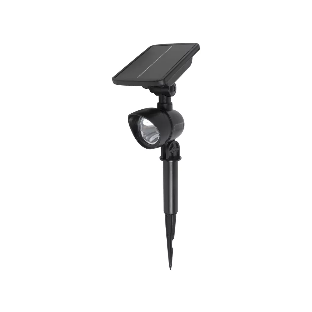 Solar Spotlight, Plastic, Black, 100 lumen