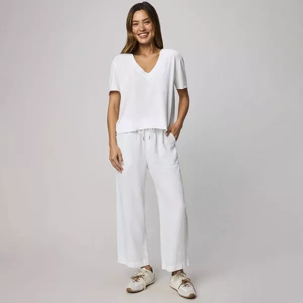 "Splendid" Angie Crop Wide Leg Pant White