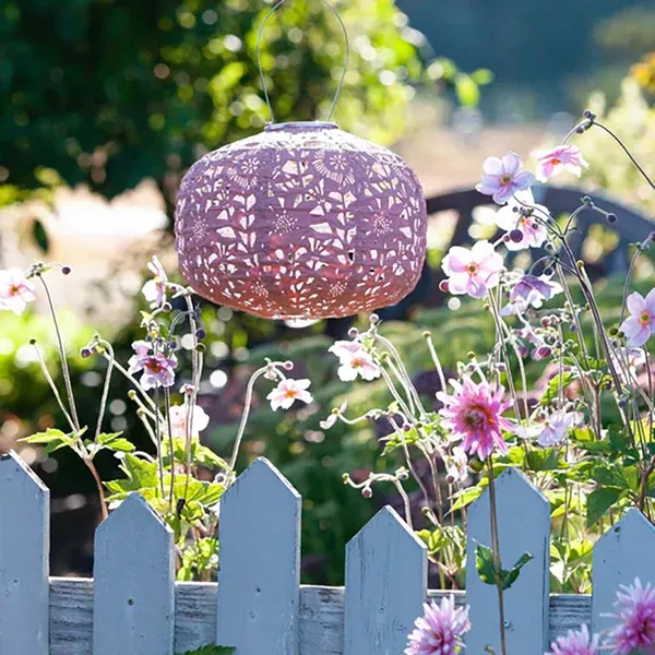 Square Sunflower Clay Solar Lantern