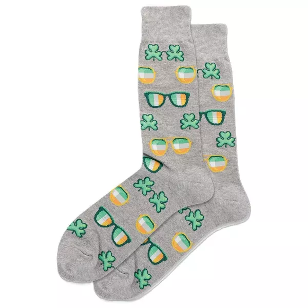 St Patrick's Day Sunglasses Grey Men's Socks