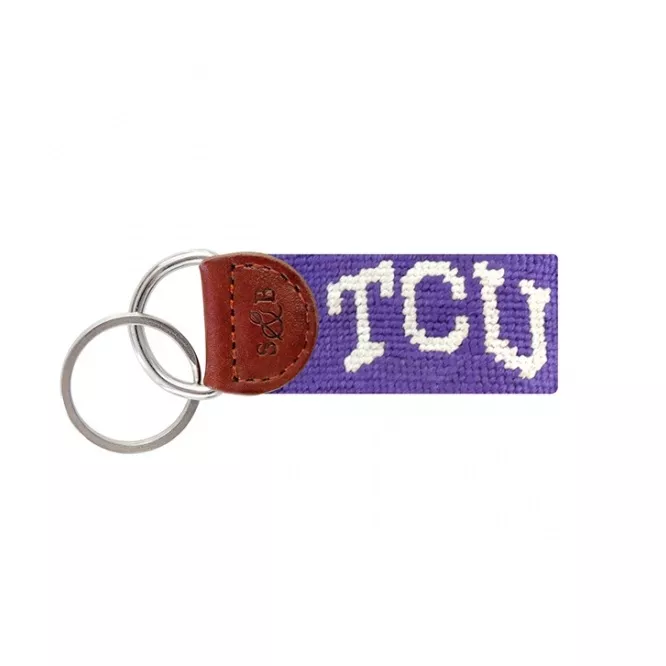 TCU Needlepoint Key Fob – Purple