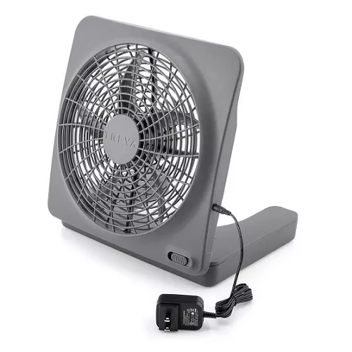 Treva 10″ Battery Powered Portable Basic Fan with Adapter