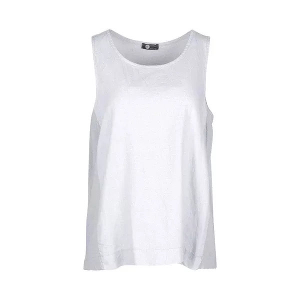 Woven & Knit Combo Sleeveless Top White
